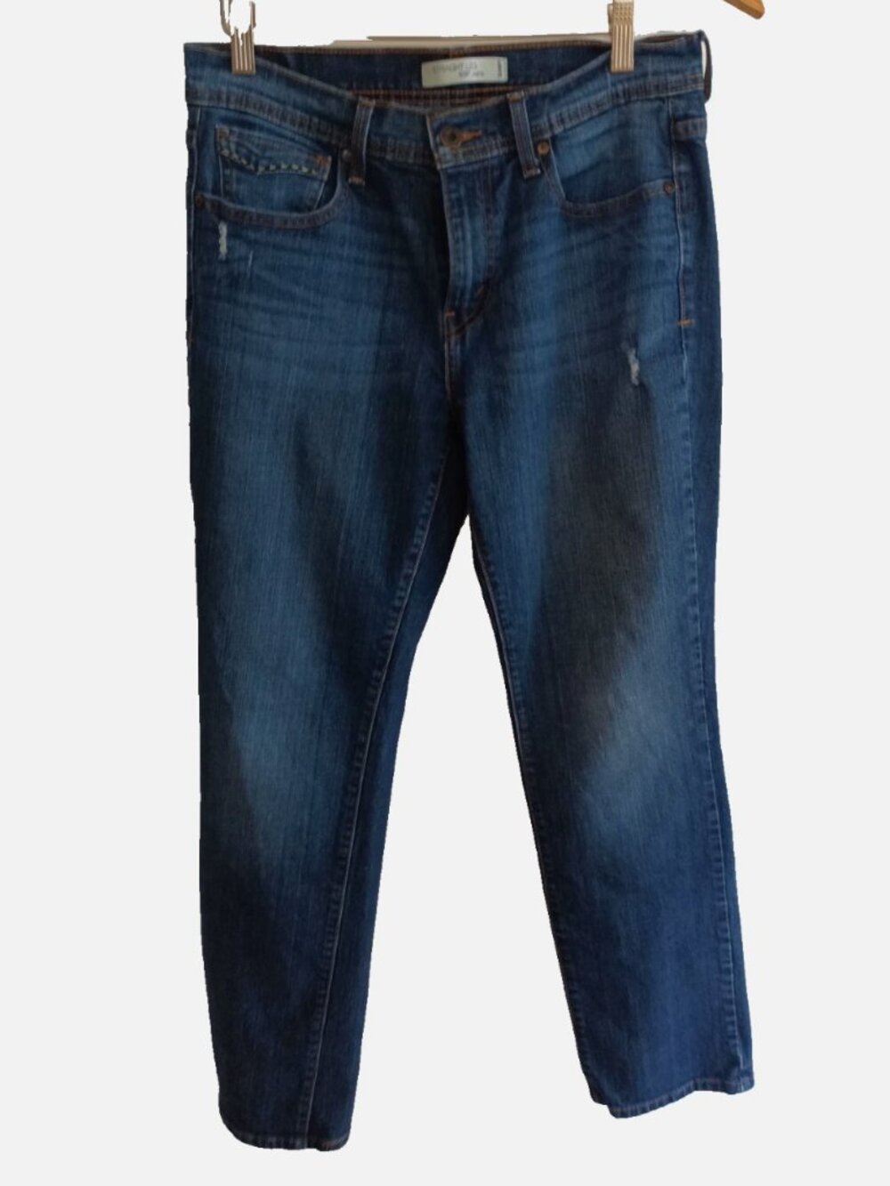 Levi's Women's 505 Straight Leg Jeans 8M Blue Mid-Rise - Dark Wash Red Tab